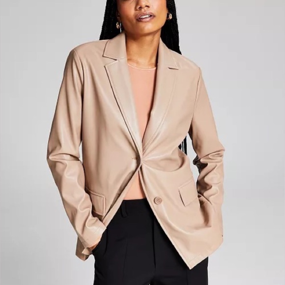 And Now This Oversized Faux Leather Blazer